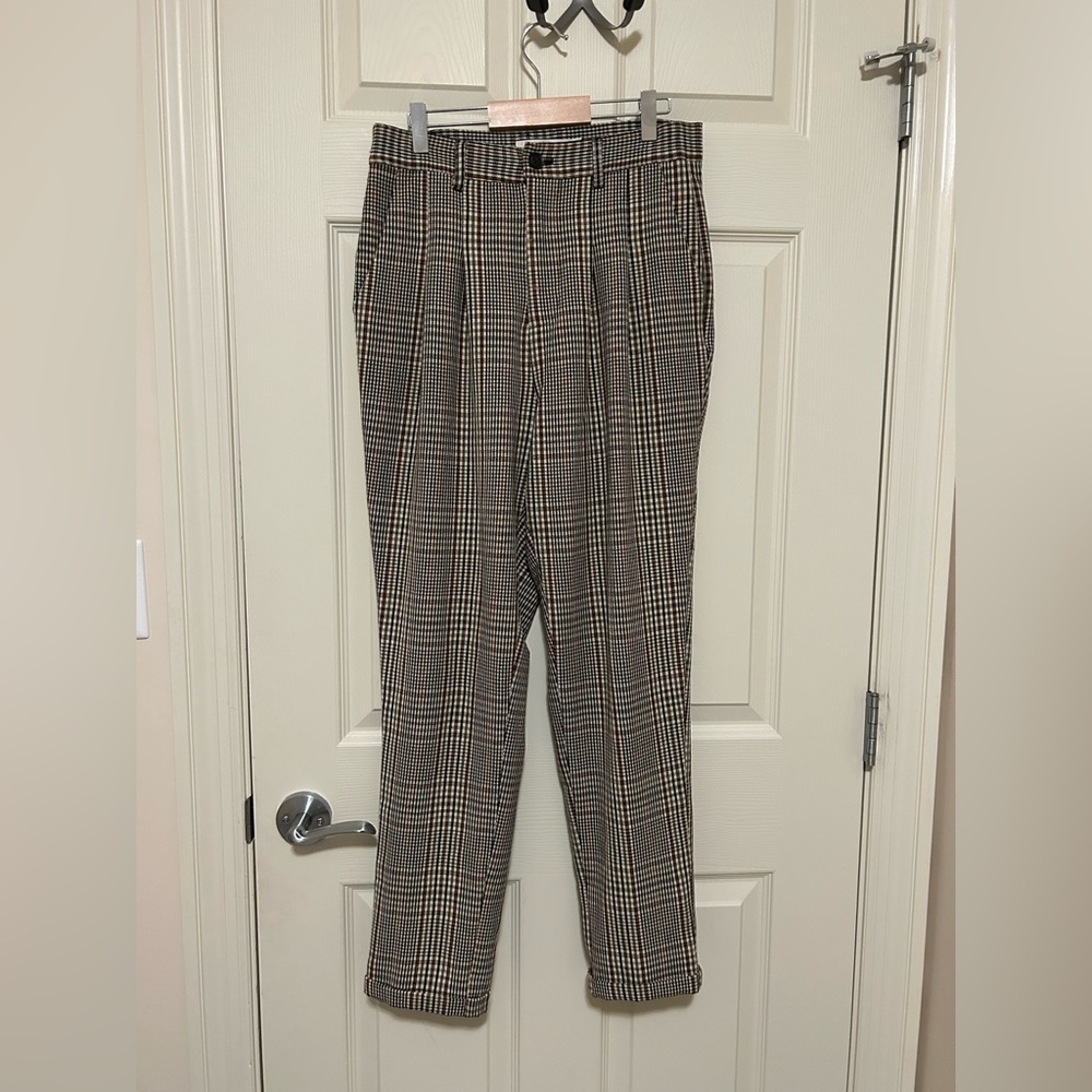 Plaid Straight-Leg Pants